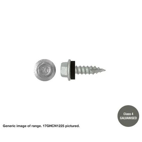 Type 17 Macsim Hex Head Screws Galvanised - Various Sizes, Quantities with Neoprene Washer Option