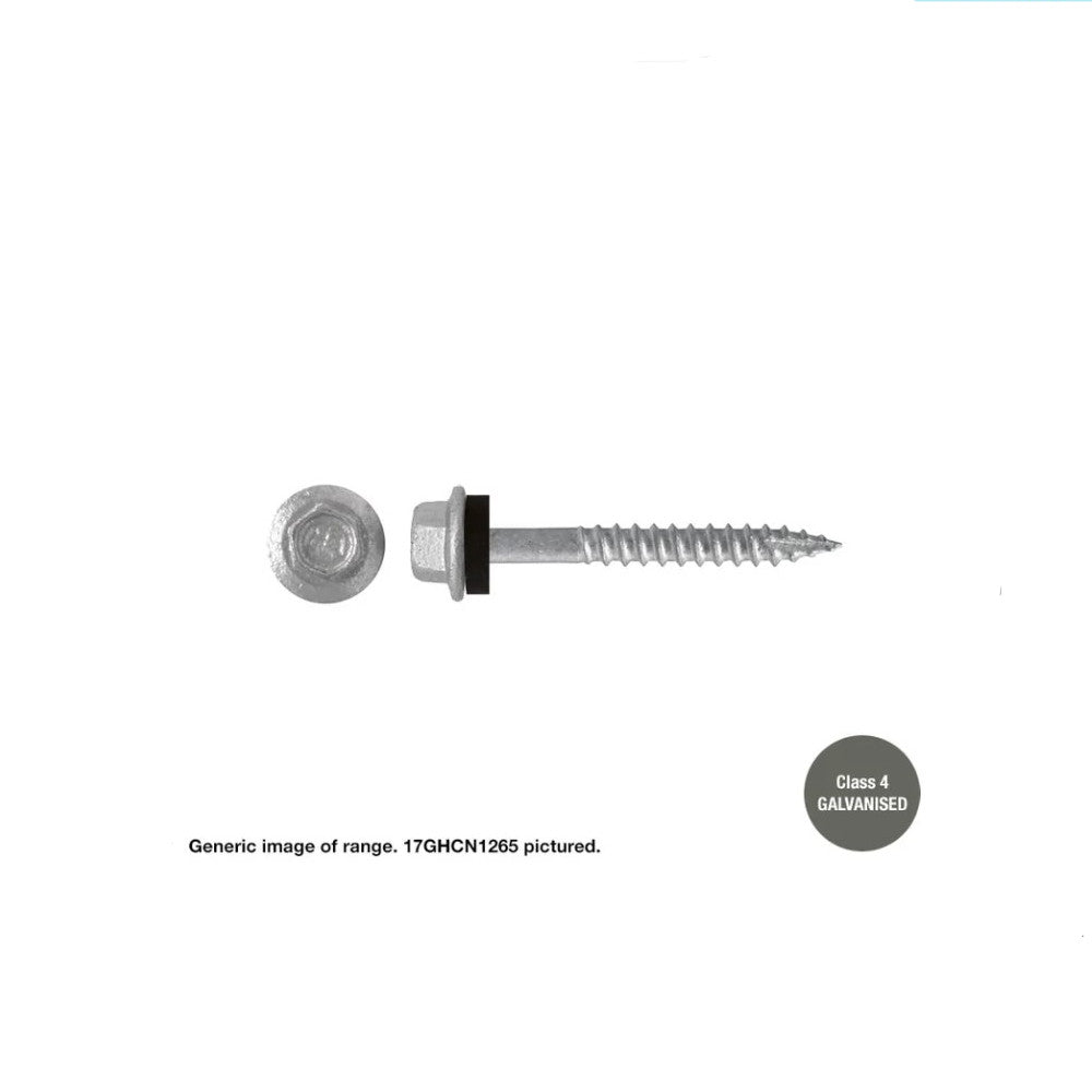 Type 17 Macsim Hex Head Screws Galvanised - Various Sizes, Quantities with Neoprene Washer Option