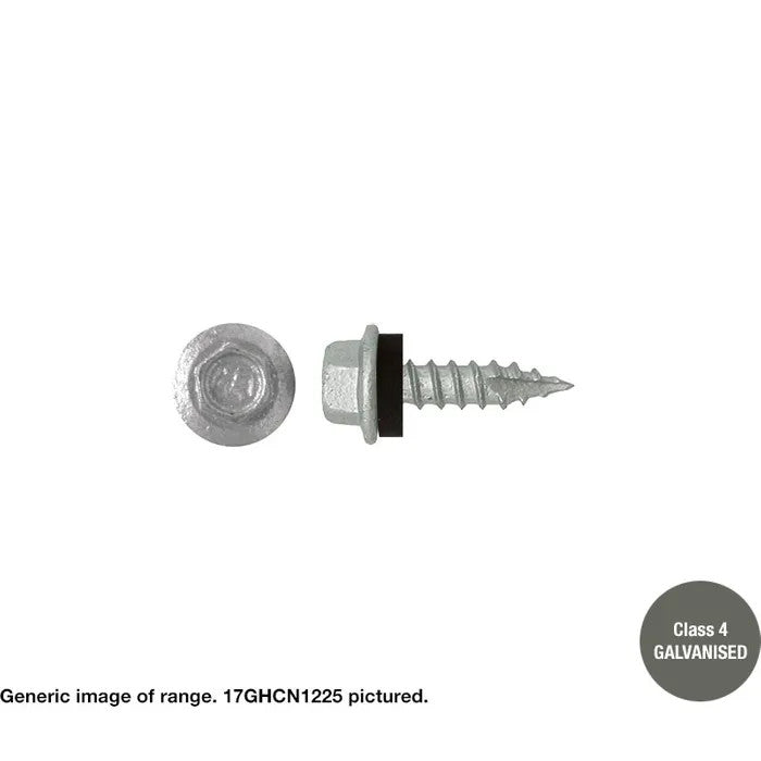 Type 17 Macsim Hex Head Screws Galvanised - Various Sizes, Quantities with Neoprene Washer Option