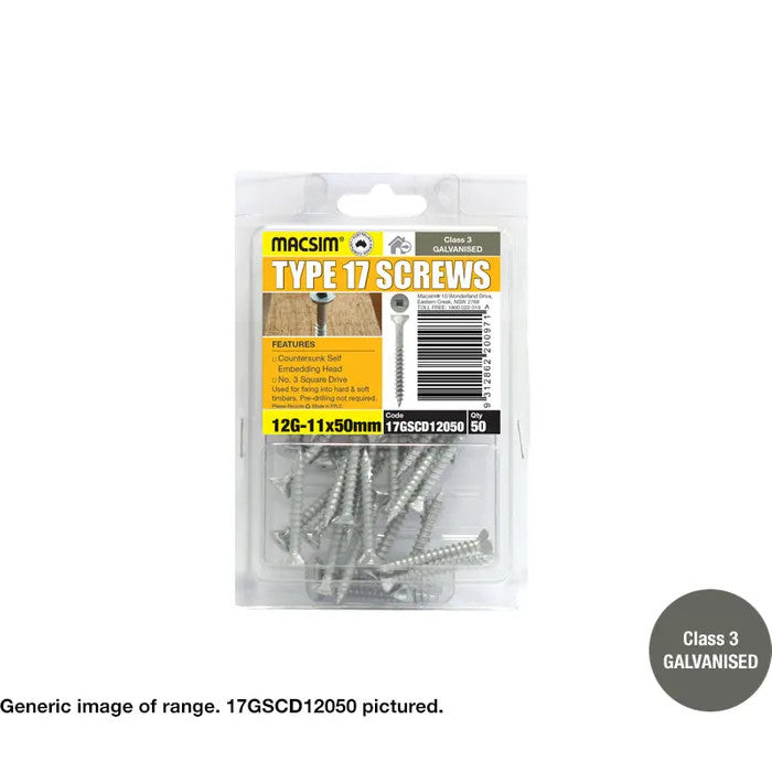 Macsim Type 17 Decking Screws (Phillips Drive) Galvanised - Various Sizes and Quantities