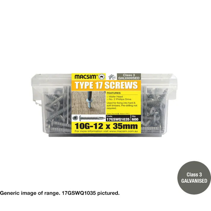 Macsim Type 17 Wafer Head Screws - Various Sizes, Materials/Finishes and Quantities