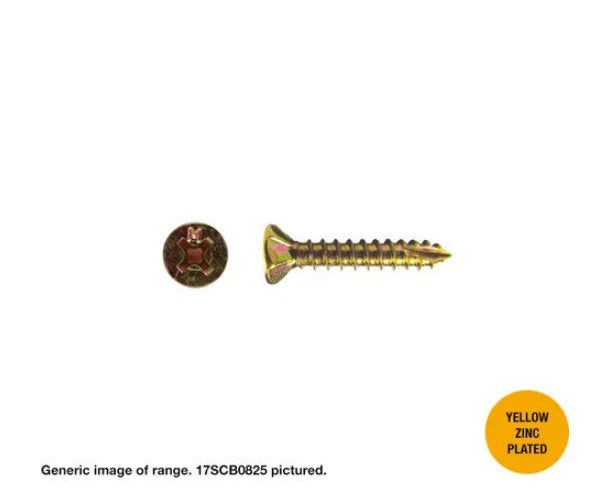 Macsim Type 17 Countersunk Head Screws Yellow Zinc Plated - Various Sizes and Quantities