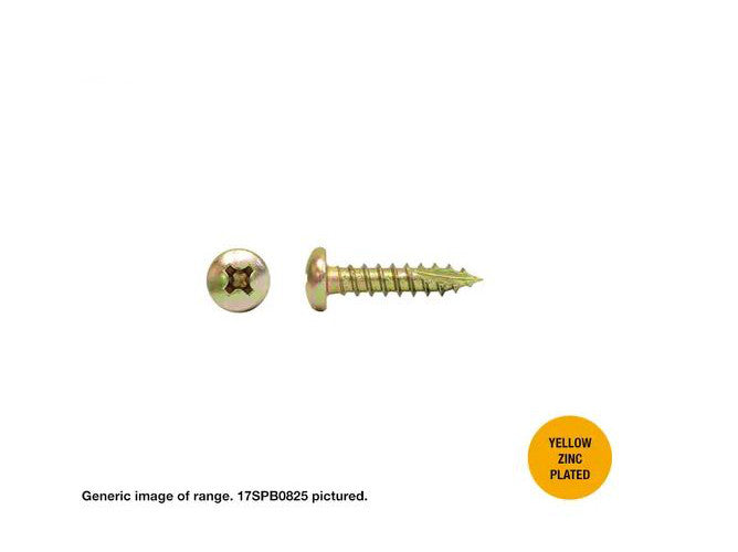 Macsim Type 17 Pan Head Screws Yellow Zinc Plated - Various Sizes