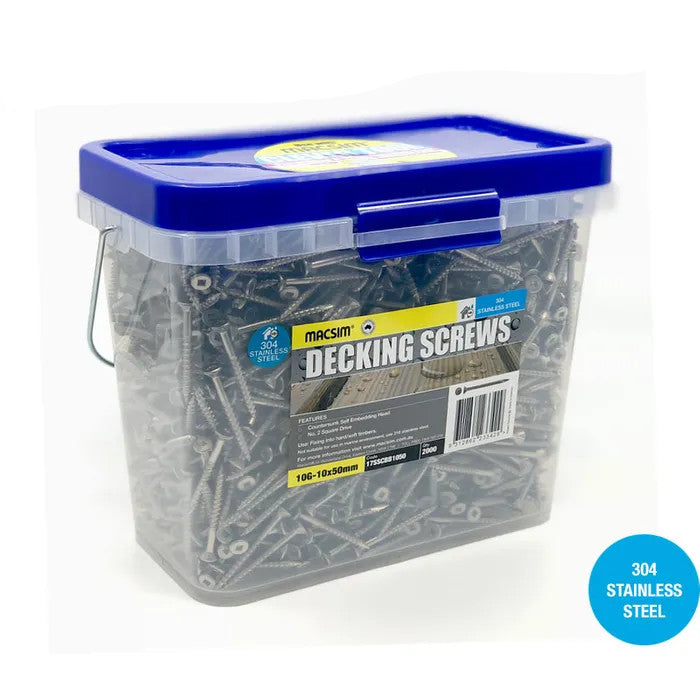 Macsim Type 17 Decking Screws (Square Drive) 304 Stainless Steel - Various Sizes & Quantities