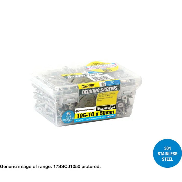 Macsim Type 17 Decking Screws (Square Drive) 304 Stainless Steel - Various Sizes & Quantities