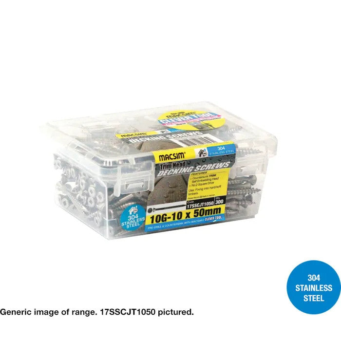 Macsim Type 17 TRIM Head Decking Screws (Square Drive) 304 Stainless Steel - Various Sizes and Quantities