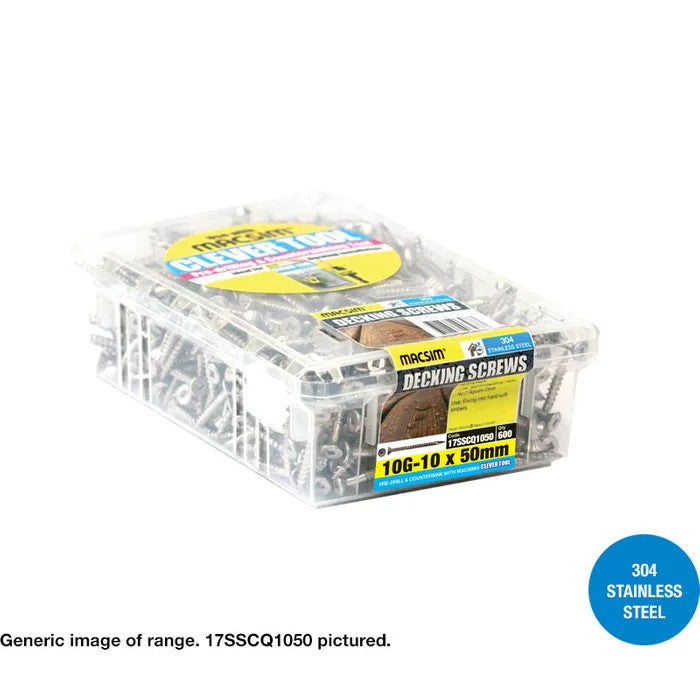 Macsim Type 17 Decking Screws (Square Drive) 304 Stainless Steel - Various Sizes & Quantities