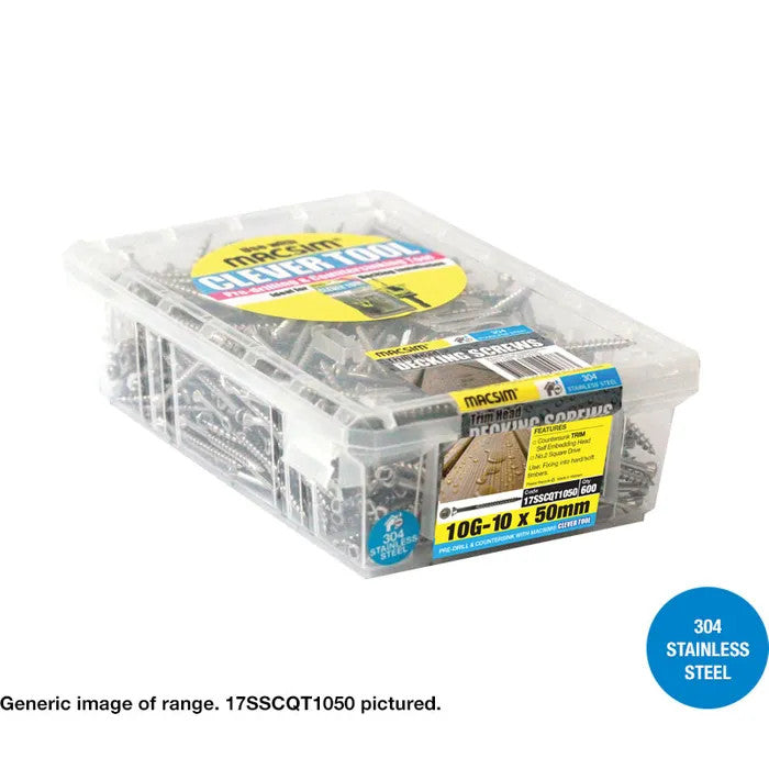 Macsim Type 17 TRIM Head Decking Screws (Square Drive) 304 Stainless Steel - Various Sizes and Quantities
