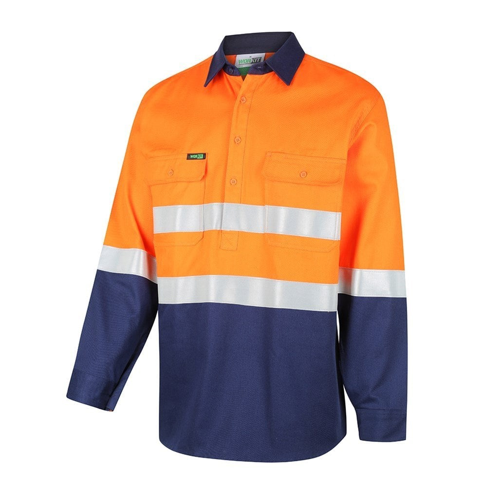 Hi Vis 2 Tone Closed Front Lightweight Taped Shirt - 2 Colour Options in Various Sizes