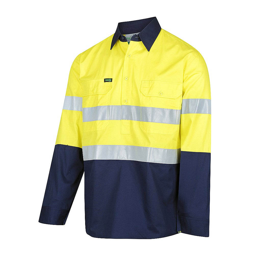 Hi Vis 2 Tone Closed Front Lightweight Taped Shirt - 2 Colour Options in Various Sizes