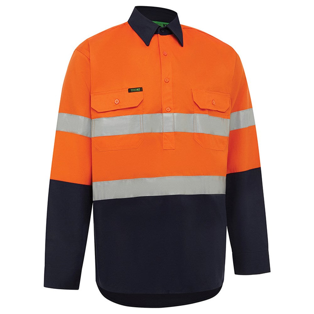 Hi Vis 2 Tone Closed Front Lightweight Taped Shirt - 2 Colour Options in Various Sizes