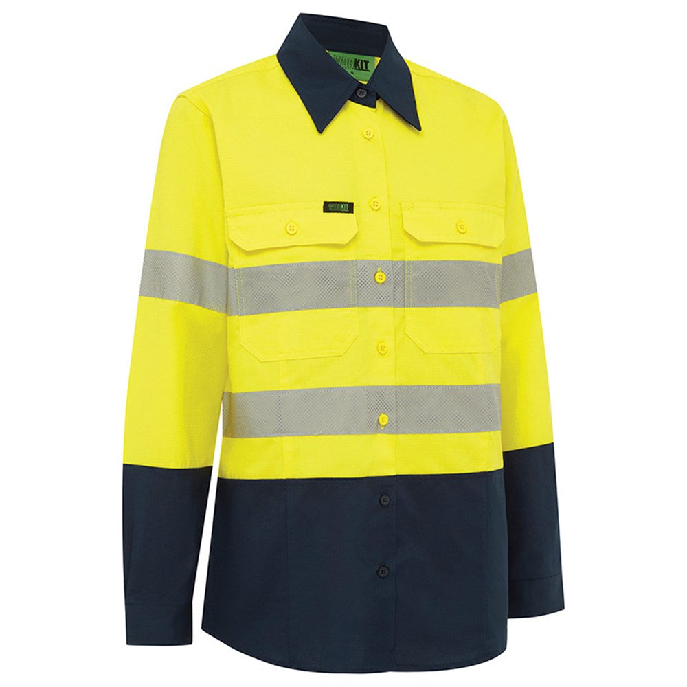 Womens Hi Vis Lightweight Ripstop Breathable Taped Shirt - 3 Colour Options in Various Sizes