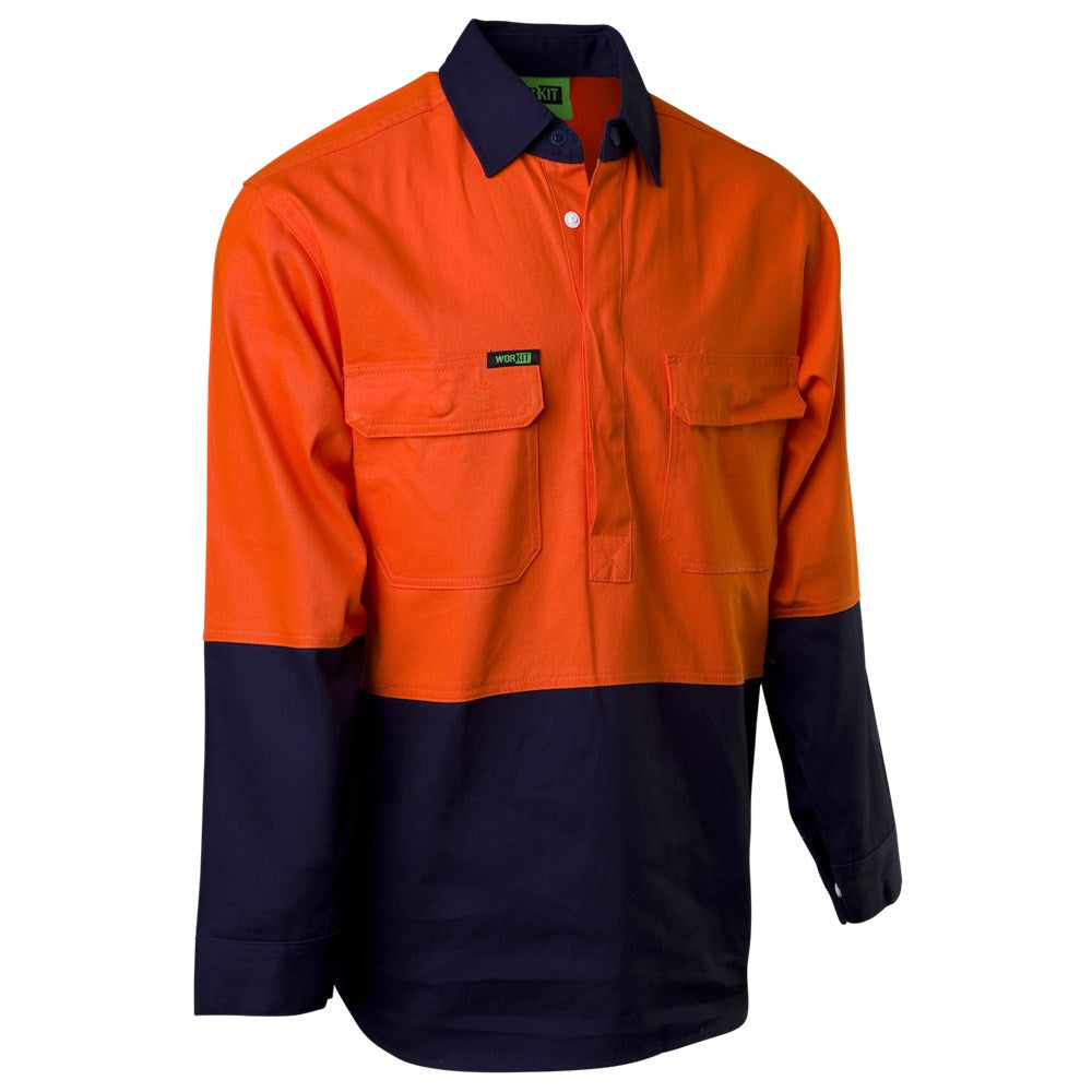 Hi Vis 2 Tone Closed Front Dual Weight Welders Shirt - 2 Colour Options in Various Sizes