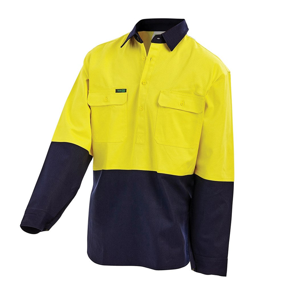 Hi Vis 2 Tone Closed Front Dual Weight Welders Shirt - 2 Colour Options in Various Sizes
