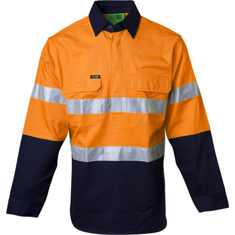 Hi Vis 2 Tone Closed Front Dual Weight Welders Taped Shirt - 2 Colour Options in Various Sizes