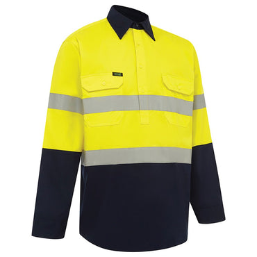 Hi Vis 2 Tone Closed Front Dual Weight Welders Taped Shirt - 2 Colour Options in Various Sizes