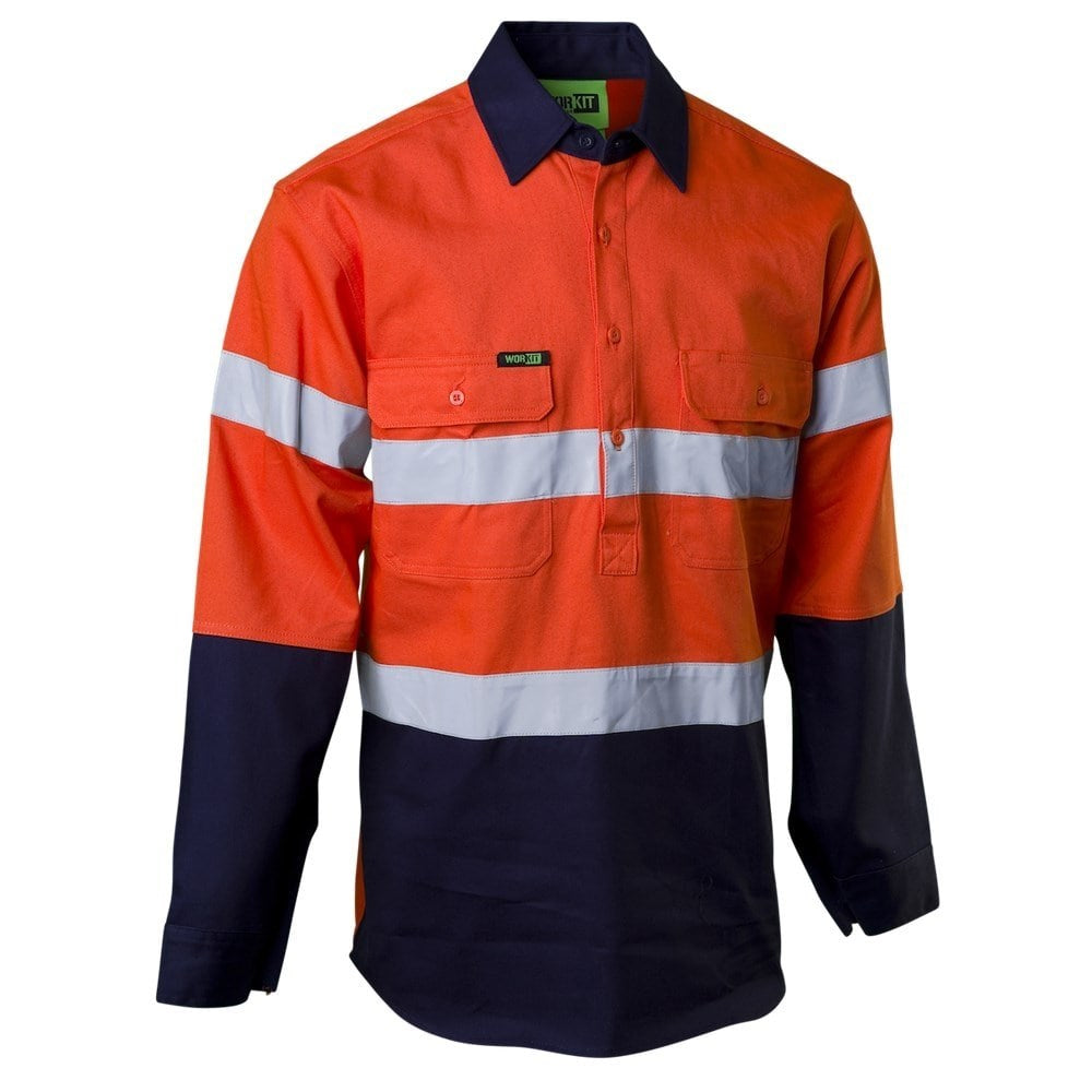 Hi Vis 2 Tone Closed Front Dual Weight Welders Taped Shirt - 2 Colour Options in Various Sizes