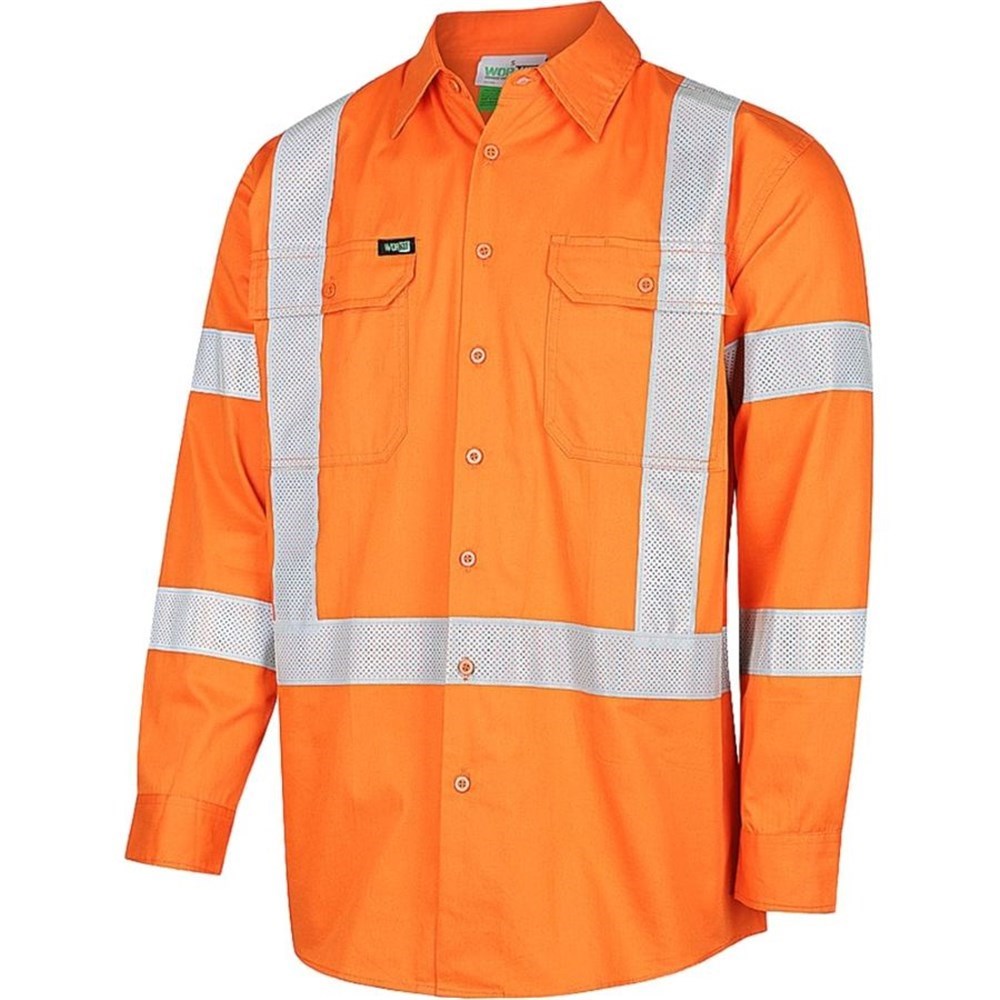 Hi Vis Lightweight NSW Rail X-Back Breathable Biomotion Taped Orange Shirt - Various Sizes