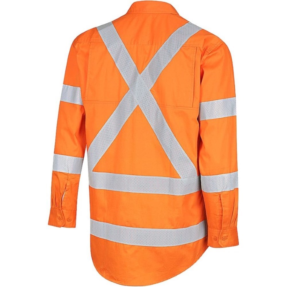 Hi Vis Lightweight NSW Rail X-Back Breathable Biomotion Taped Orange Shirt - Various Sizes