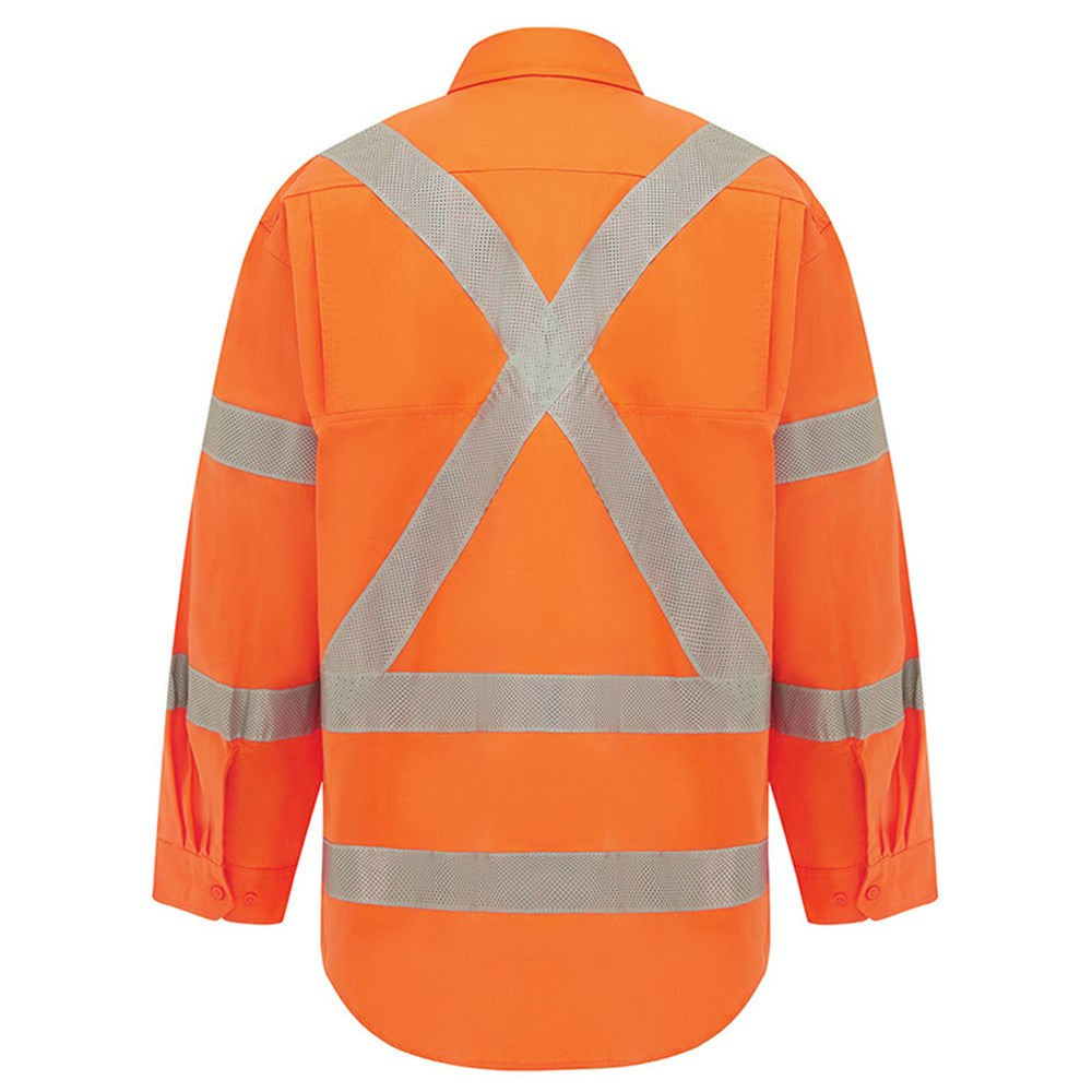 Hi Vis Lightweight NSW Rail X-Back Breathable Biomotion Taped Orange Shirt - Various Sizes