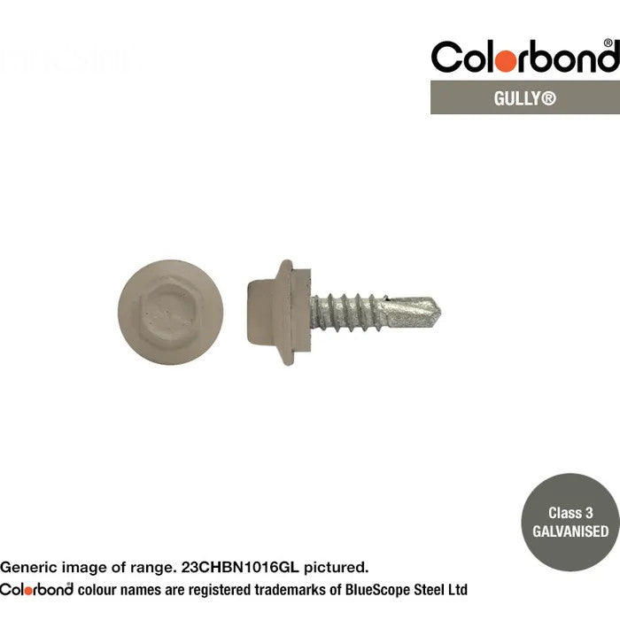 Macsim Hex Washer Face Self Drilling Galvanised PAINTED HEAD Screws - Box of 1000 - Various Sizes and Colours