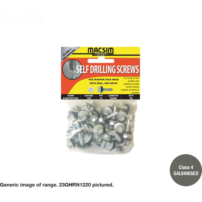 Hex Washer Face Self Drilling Screws Galvanised Neoprene Washer - Various Sizes