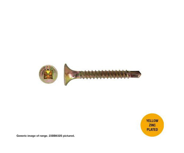Macsim Bugle Head Self Drilling Screws (Square Drive) Yellow Zinc Plated - Box of 1000 - Various Sizes