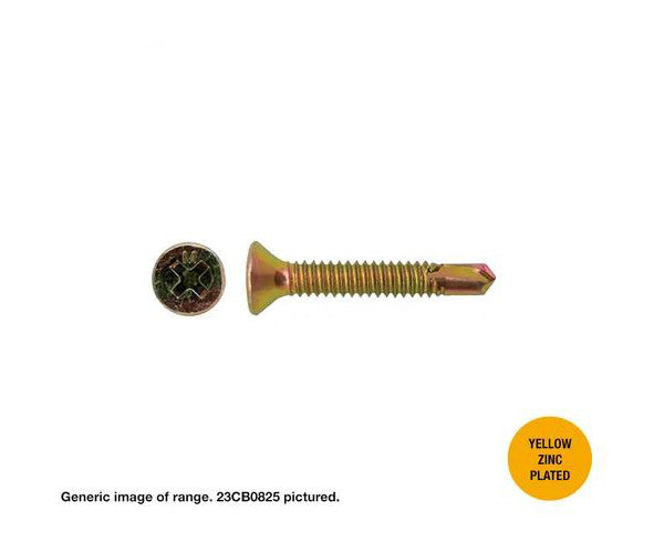 Macsim Countersunk Self Drilling Screws (Phillips Drive) Yellow Zinc Plated - Box of 1000 - Various Sizes