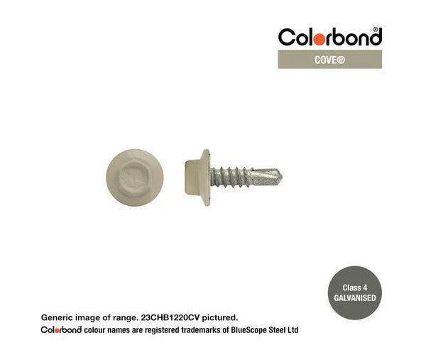 Macsim Hex Washer Face Self Drilling Galvanised PAINTED HEAD Screws - Box of 1000 - Various Sizes and Colours