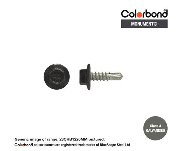 Macsim Hex Washer Face Self Drilling Galvanised PAINTED HEAD Screws - Box of 1000 - Various Sizes and Colours