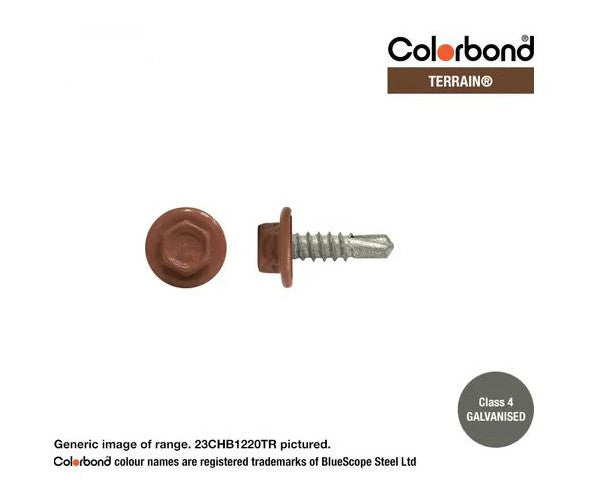 Macsim Hex Washer Face Self Drilling Galvanised PAINTED HEAD Screws - Box of 1000 - Various Sizes and Colours