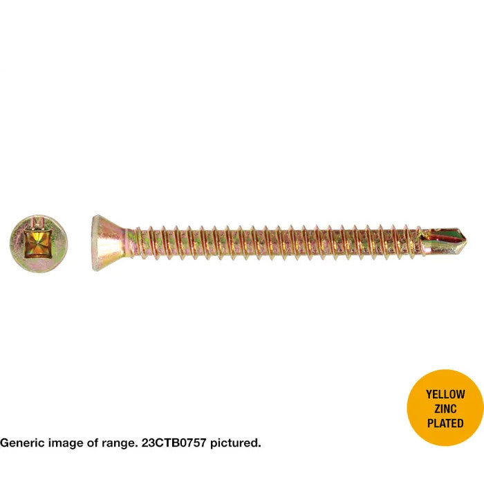 Macsim Countersunk TRIM HEAD Self Drilling Screws (Square Drive) Yellow Zinc Plated - Box of 1000