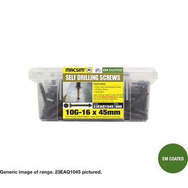 Macsim Self Drilling Wing-Tip Decking Screws (Square Drive) EM Coated - 10G x 45mm - 2 Pack Sizes