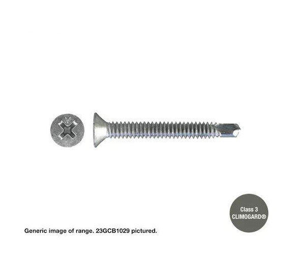 Macsim Countersunk Self Drilling Screws (Phillips Drive) Galvanised BLACK - 8G x 25mm - Box of 1000