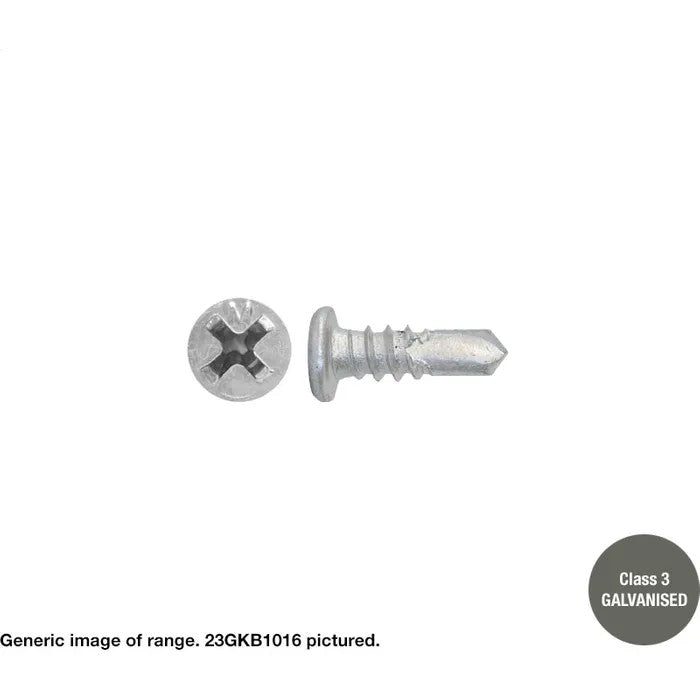 Builders Mate Value Range: Pancake Head Self Drilling Screws (Phillips Drive) Galvanised - 10G x 16mm - Box of 1000
