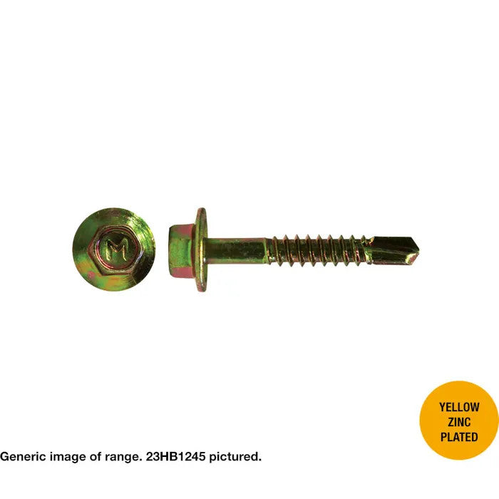 Macsim Hex Washer Face Yellow Zinc Self Drilling Screws - gauge x length x box quantity