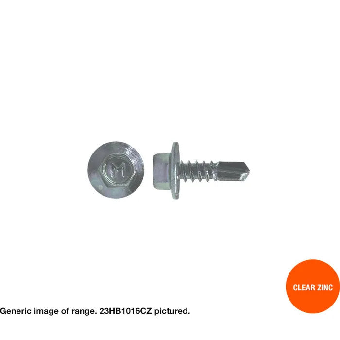 Builders Mate Value Range: Hex Washer Face Self Drilling Screws Zinc Plated - Box of 1000 - Various Sizes