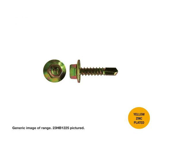 Macsim Hex Washer Face Self Drilling Screws Yellow Zinc Plated - Various Sizes and Quantities