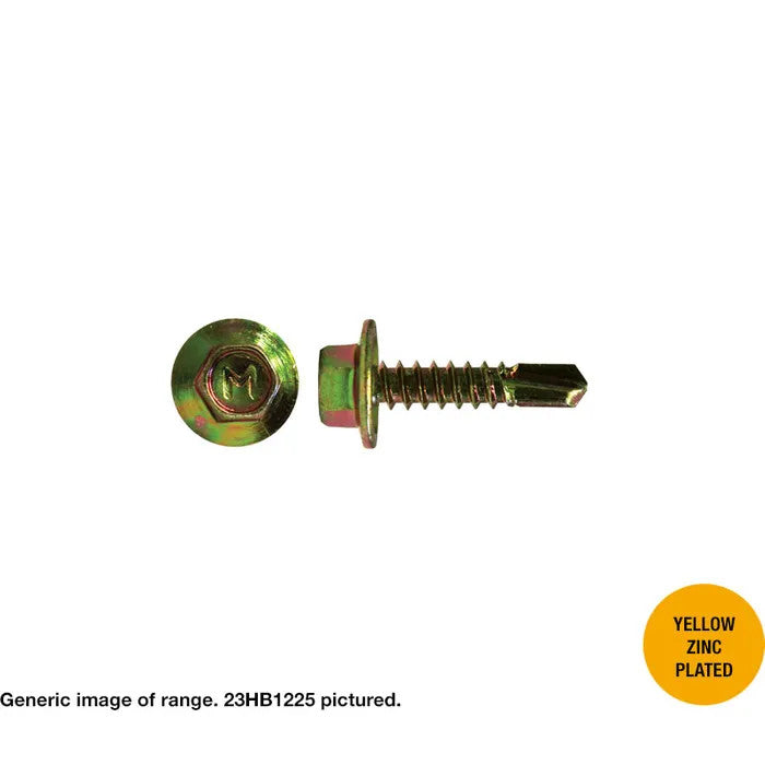 Macsim Hex Washer Face Self Drilling Screws Yellow Zinc Plated - Various Sizes and Quantities