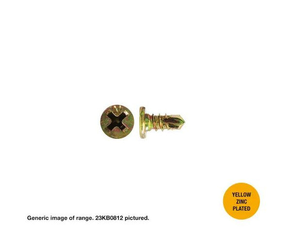 Macsim Pancake Head Self Drilling Screws (Phillips Drive) Yellow Zinc Plated - Box of 1000 - Various Sizes
