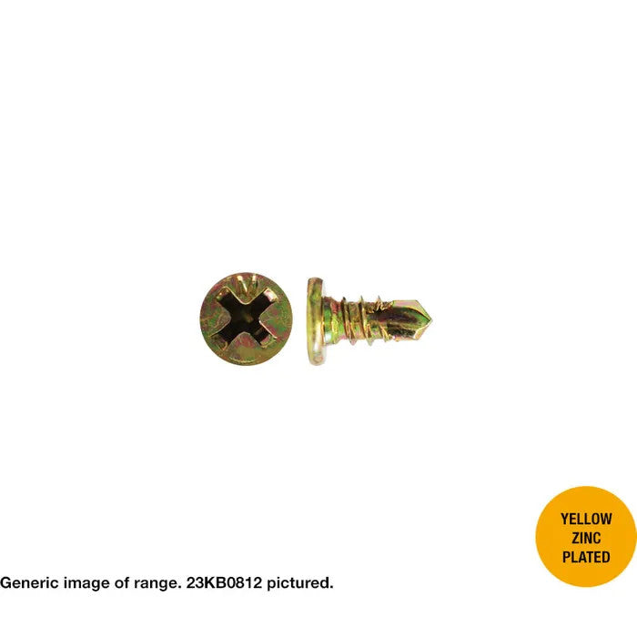 Builders Mate Value Range: Pancake Head Self Drilling Screws (Phillips Drive) Yellow Zinc Plated - Box of 1000 - Various Sizes