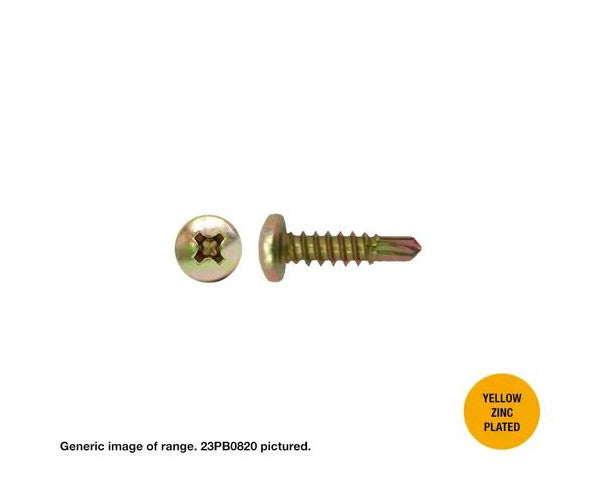 Macsim Pan Head Self Drilling Screws (Phillips Drive) Yellow Zinc Plated - Box of 1000 - Various Sizes
