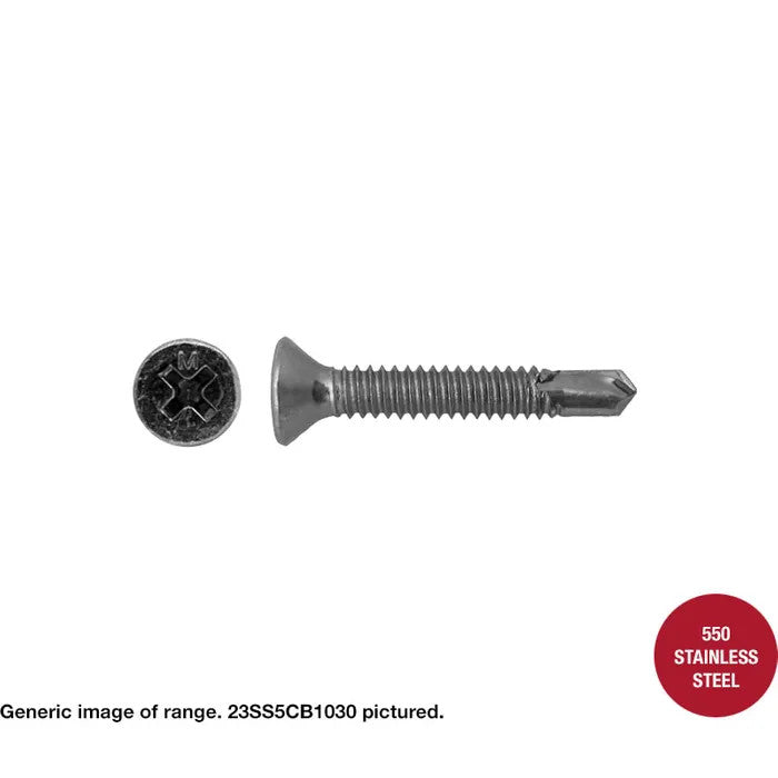 Macsim Hex Washer Face Self Drilling Screws 550 Grade Stainless Steel - Box of 1000 - Various Sizes with Neoprene Washer Optionks