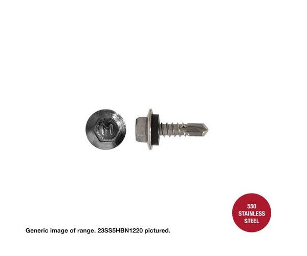 Macsim Hex Washer Face Self Drilling Screws 550 Grade Stainless Steel - Box of 1000 - Various Sizes with Neoprene Washer Optionks