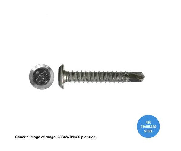 Macsim Wafer Head Self Drilling Screws (Phillips Drive) 410 Grade Stainless Steel - Box of 1000 - Various Sizes