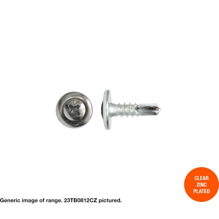 Builders Mate Value Range: Button Head Self Drilling Screws Clear Zinc Plated - 8G x 12mm - Box of 1000
