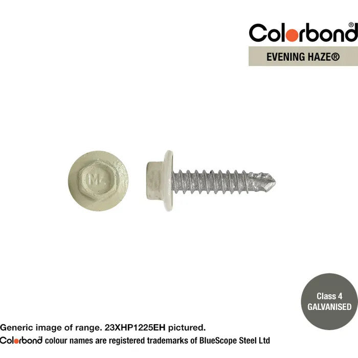 Self Drilling Galvanised Tornado Roofing Screws 12g x 25mm Box of 1000 - Painted Head Options