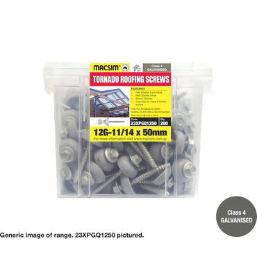 Self Drilling Galvanised Tornado Roofing Screw + Dome Washer 12g x 50mm