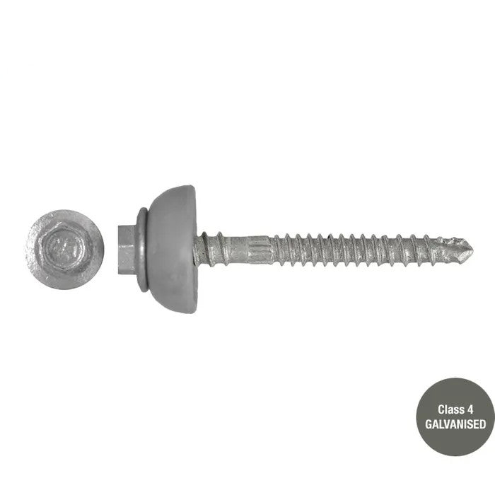 Self Drilling Galvanised Tornado Roofing Screw + Dome Washer 12g x 50mm