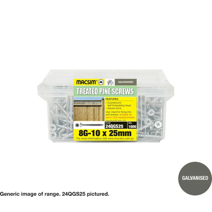 Macsim Chipboard Screws (Square Drive) Galvanised - Various Sizes & Quantities